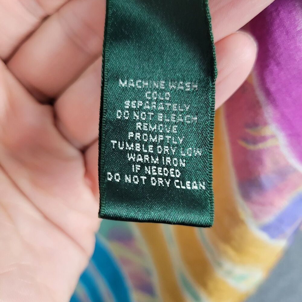 LAUREN RALPH LAUREN Rainbow Striped Button Up Top Airy Summer Pride SIZE MEDIUM - Picture 6 of 10
